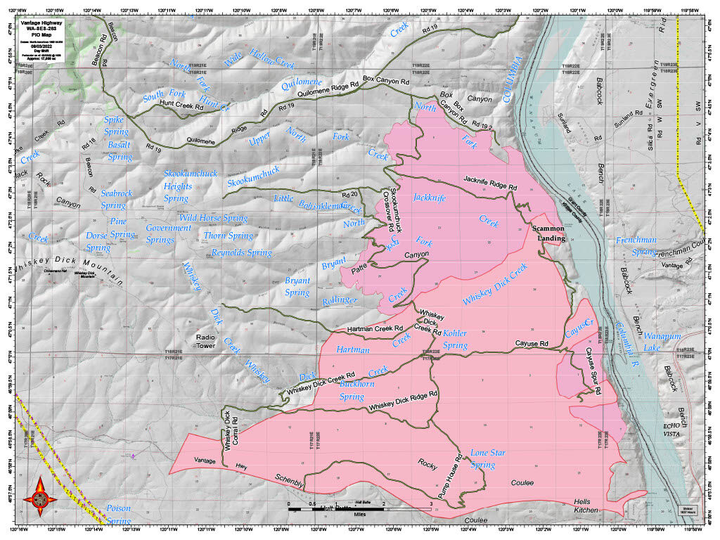 UPDATE: Vantage Highway Fire Now 26,500 Acres, 25% Contained